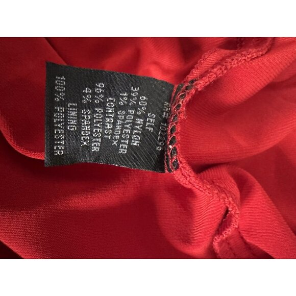 Connected Apparel Dress 14 Red Sequin Lace Trim Sleeveless Washable NEW - Picture 5 of 9